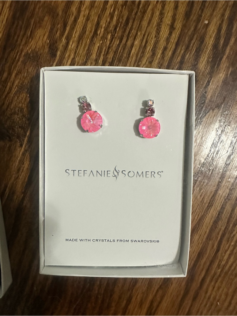 Stefanie Somers Pink Crystal Drop Earrings